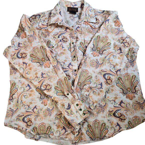 Ariat Paisley Pearl Button Long Sleeve Shirt Womens XL - Picture 2 of 9